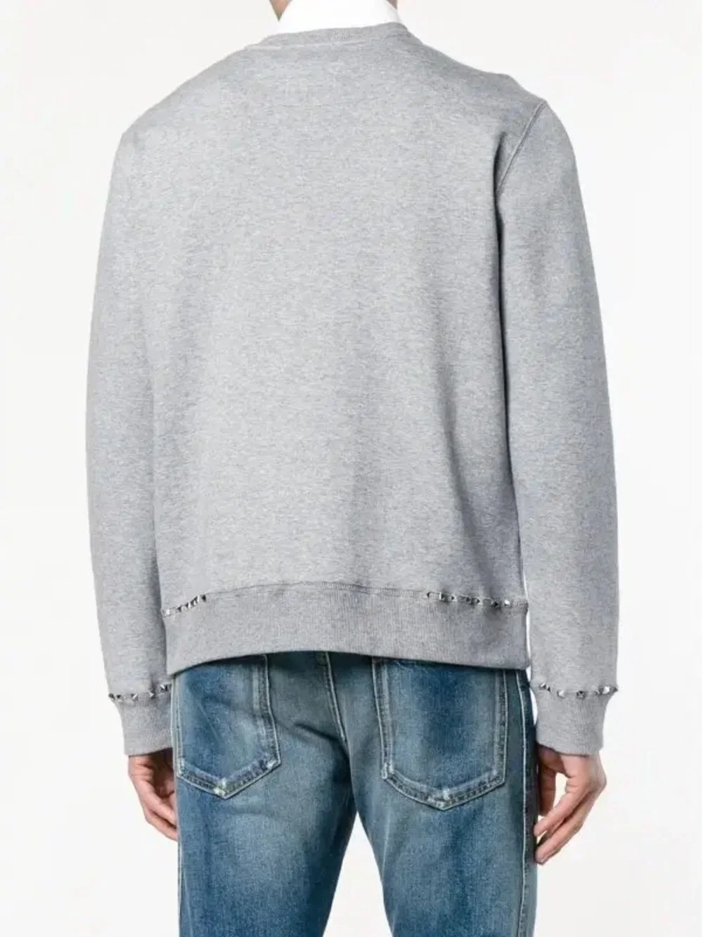 Valentino Men's Grey Rockstud Crewneck Sweatshirt